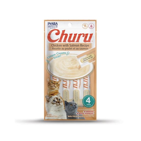 Pamlsok Inaba Churu Pyré cat Kura s lososom 4 tuby 56 g